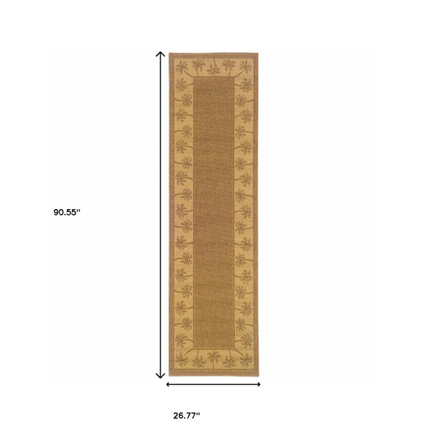 2' X 8' Tan Stain Resistant Indoor Outdoor Area Rug