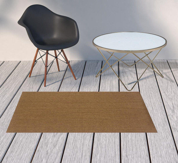 3' X 5' Tan Stain Resistant Indoor Outdoor Area Rug