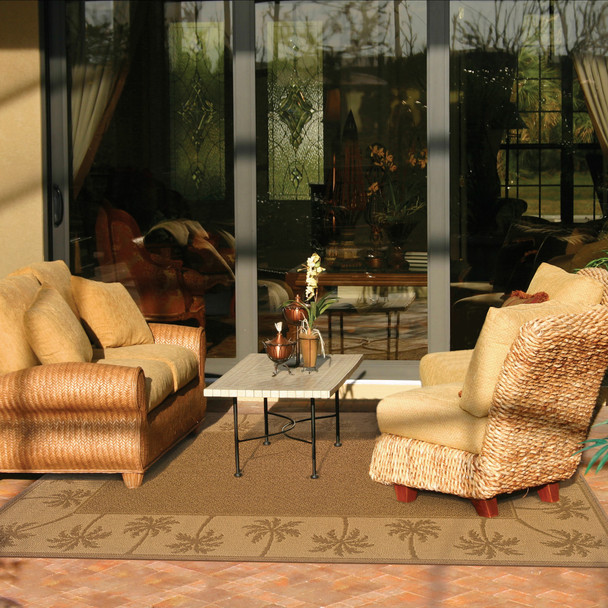 3' X 5' Tan Stain Resistant Indoor Outdoor Area Rug