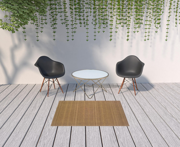 4' X 6' Tan Stain Resistant Indoor Outdoor Area Rug