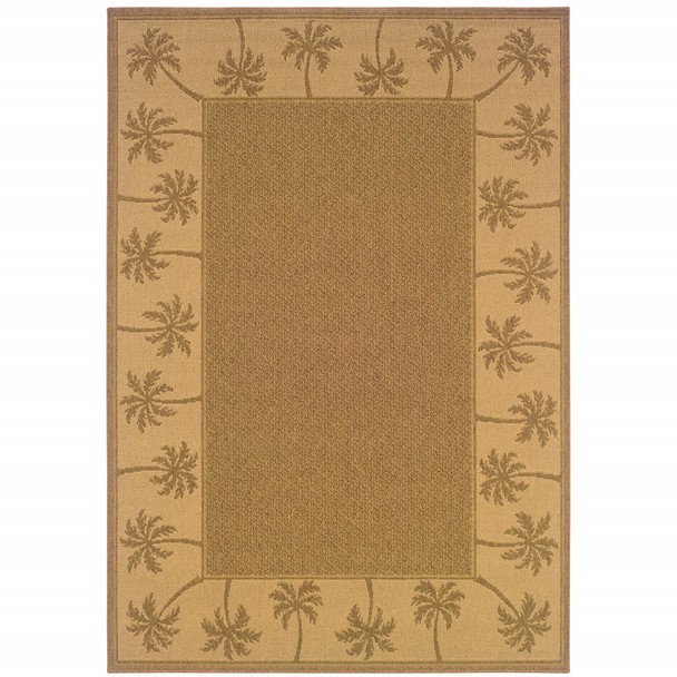 5' X 8' Tan Stain Resistant Indoor Outdoor Area Rug