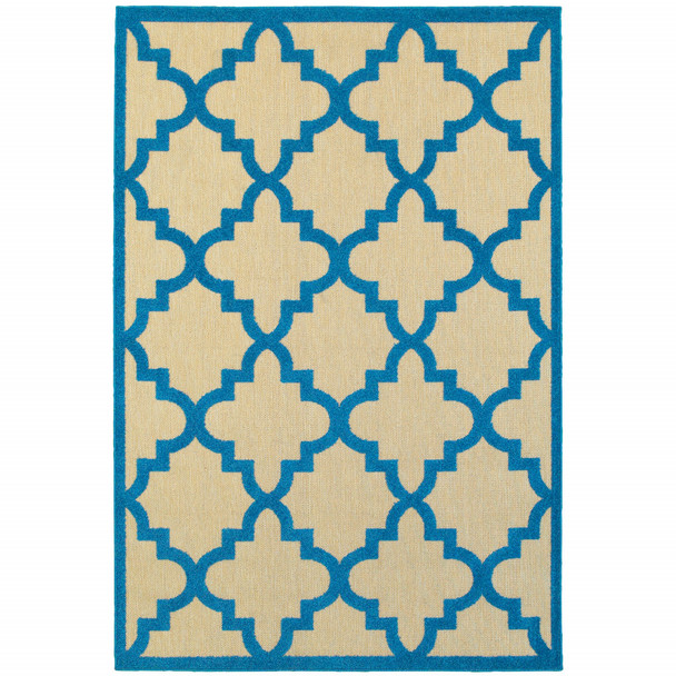 2' X 4' Sand Geometric Stain Resistant Indoor Outdoor Area Rug