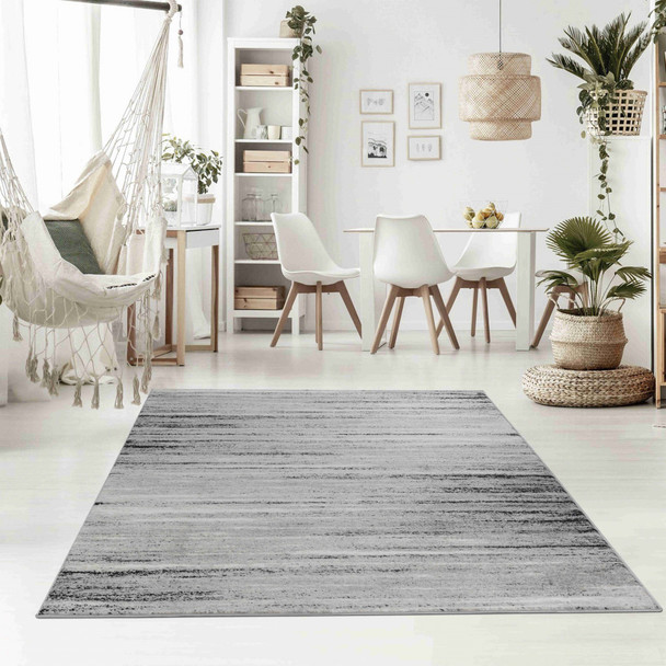 4' X 6' Grey Abstract Area Rug