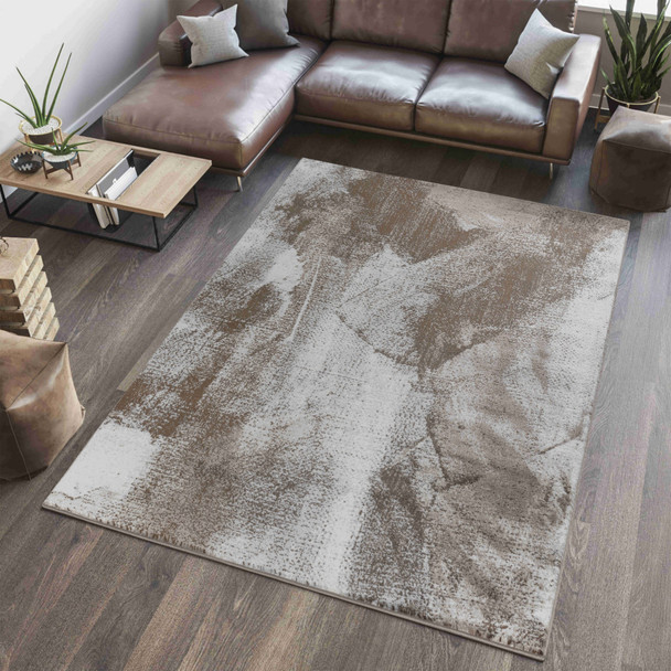 4' X 6' Brown Abstract Area Rug