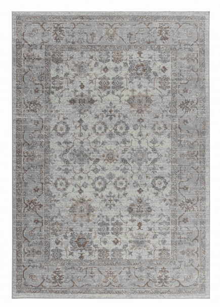 5' X 8' Grey Oriental Area Rug