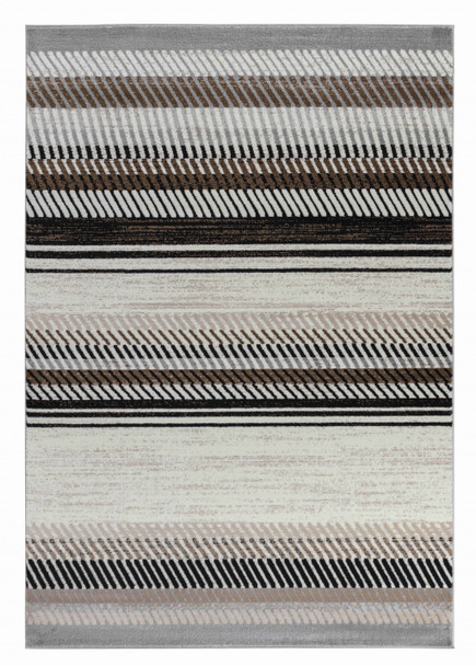 8' X 11' Beige Striped Area Rug