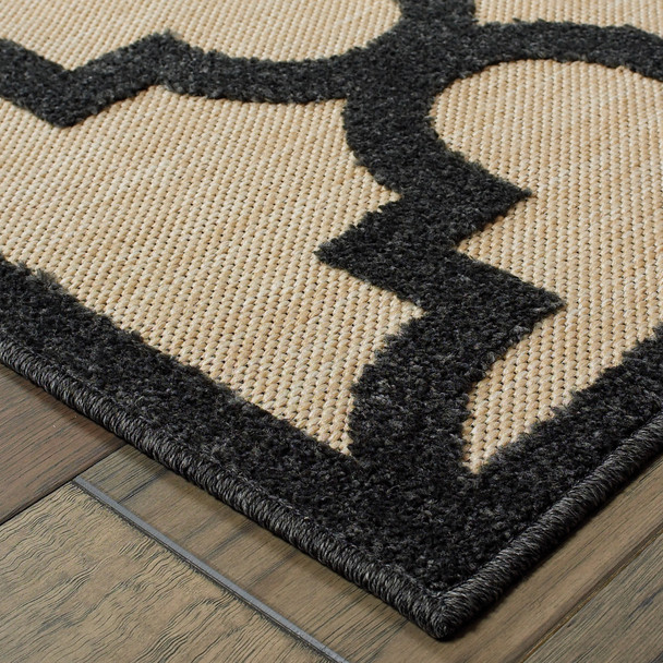 5' X 8' Sand Geometric Stain Resistant Indoor Outdoor Area Rug