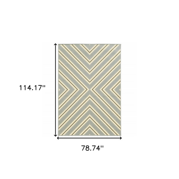 6' X 9' Grey Geometric Stain Resistant Indoor Outdoor Area Rug