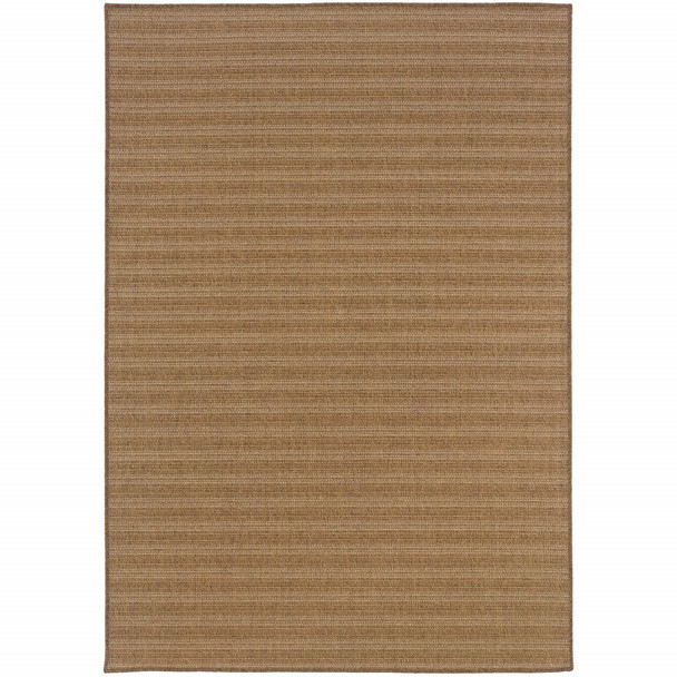 6' X 9' Tan Striped Stain Resistant Indoor Outdoor Area Rug