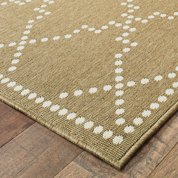 3' X 5' Tan Geometric Stain Resistant Indoor Outdoor Area Rug