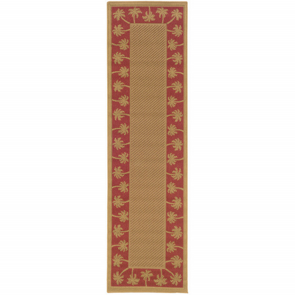 2' X 8' Beige Stain Resistant Indoor Outdoor Area Rug