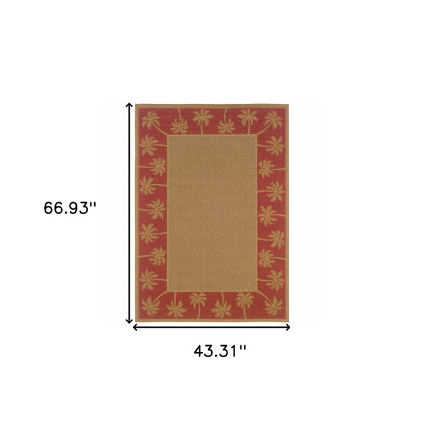 4' X 6' Beige Stain Resistant Indoor Outdoor Area Rug