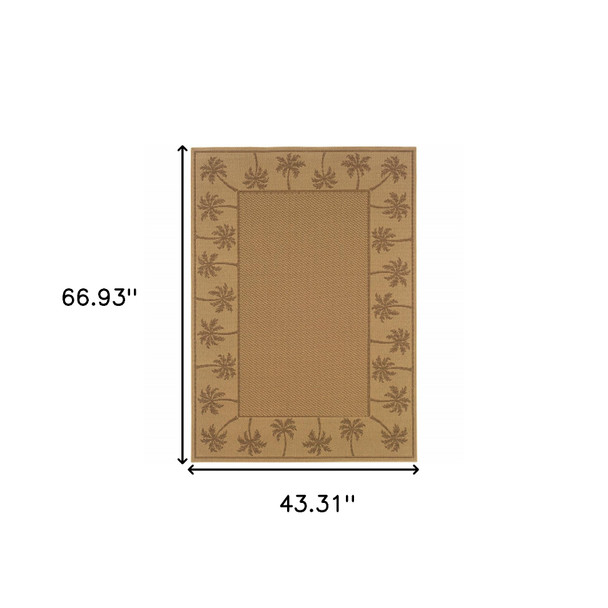 4' X 6' Beige Stain Resistant Indoor Outdoor Area Rug