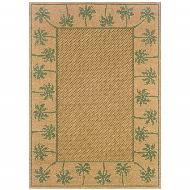 5' X 8' Beige Stain Resistant Indoor Outdoor Area Rug