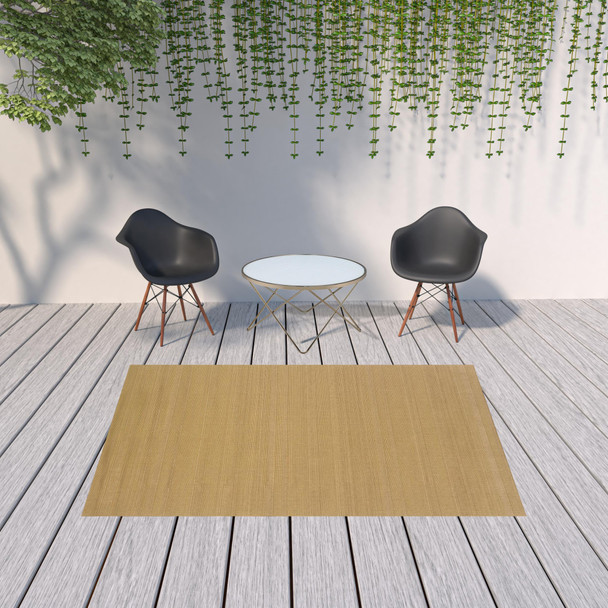 6' X 9' Beige Stain Resistant Indoor Outdoor Area Rug