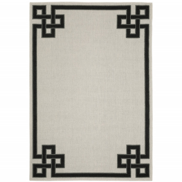 6' X 9' Beige Stain Resistant Indoor Outdoor Area Rug