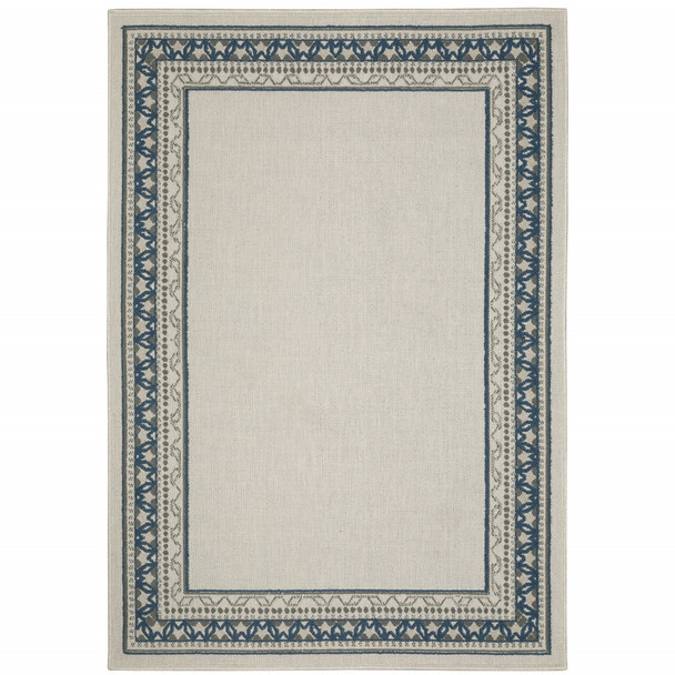 6' X 9' Beige Stain Resistant Indoor Outdoor Area Rug