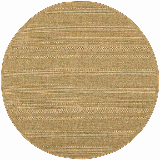 8' Beige Round Stain Resistant Indoor Outdoor Area Rug