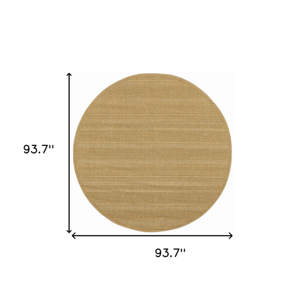 8' Beige Round Stain Resistant Indoor Outdoor Area Rug