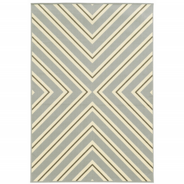 3' X 5' Grey Geometric Stain Resistant Indoor Outdoor Area Rug