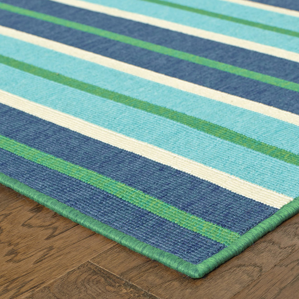 2' X 3' Blue Geometric Stain Resistant Indoor Outdoor Area Rug