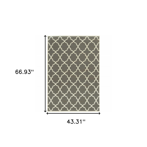 4' X 6' Charcoal Geometric Stain Resistant Indoor Outdoor Area Rug