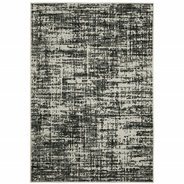 6' X 9' Black Abstract Stain Resistant Indoor Outdoor Area Rug