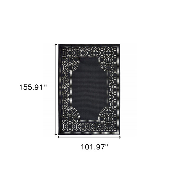9' X 13' Black Stain Resistant Indoor Outdoor Area Rug