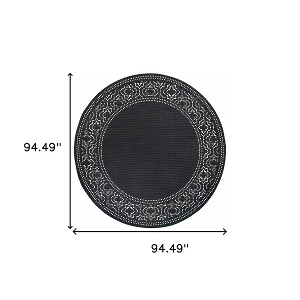 8' Round Black Round Stain Resistant Indoor Outdoor Area Rug