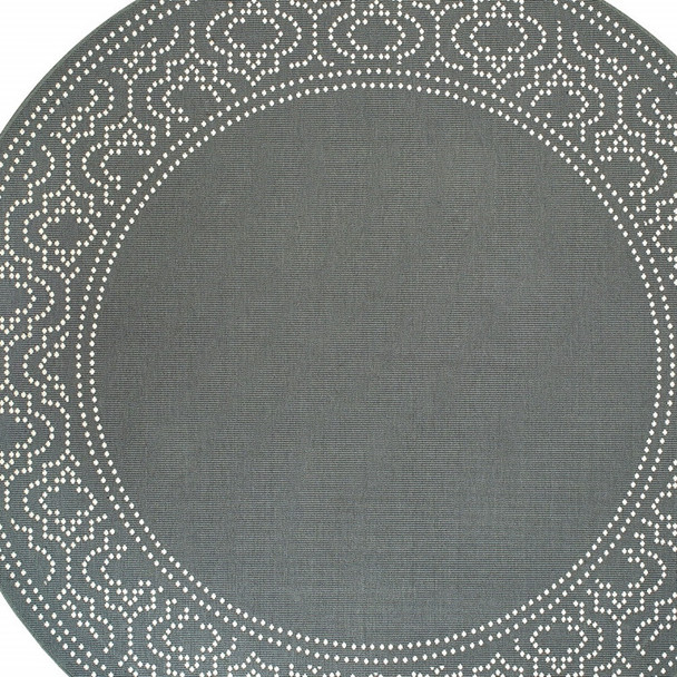 8' Round Grey Round Stain Resistant Indoor Outdoor Area Rug