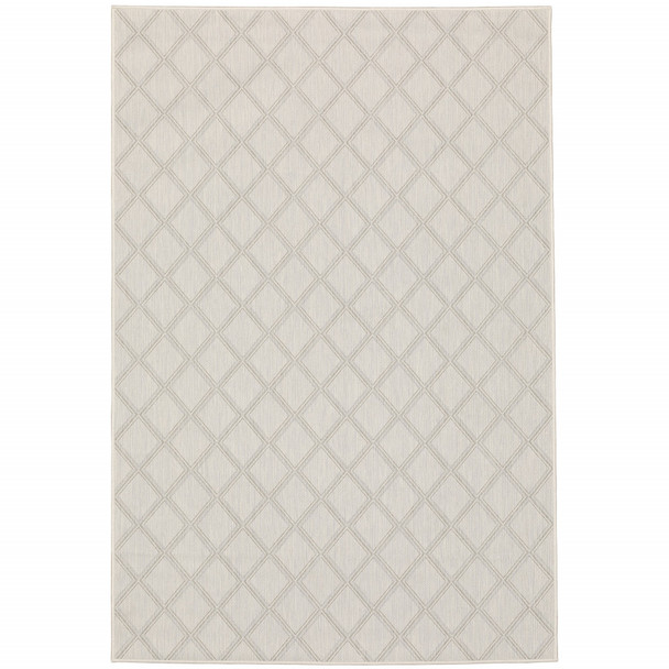 5' X 7' Ivory Geometric Stain Resistant Indoor Outdoor Area Rug