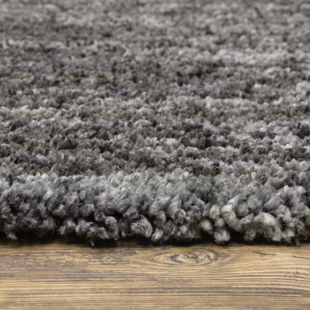 10' X 13' Charcoal Shag Power Loom Stain Resistant Area Rug