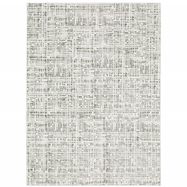 6' X 9' White And Grey Abstract Power Loom Stain Resistant Area Rug