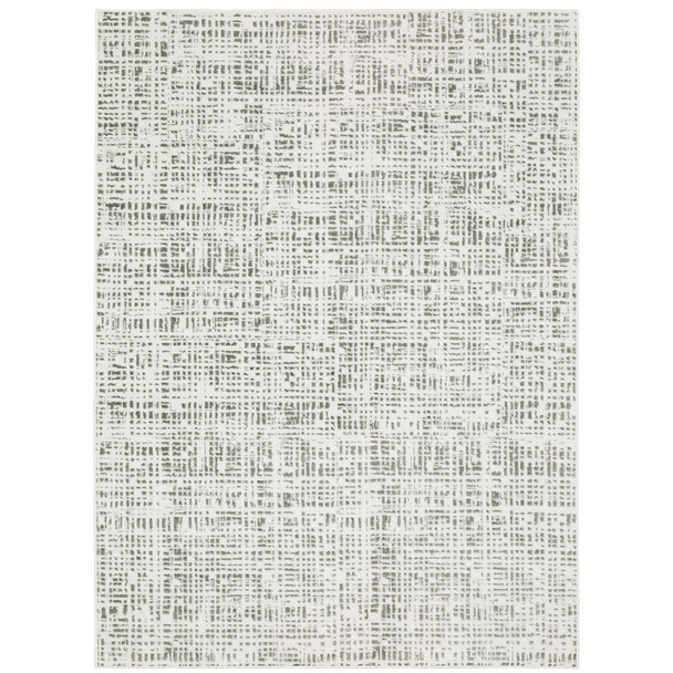 8' X 11' White And Grey Abstract Power Loom Stain Resistant Area Rug