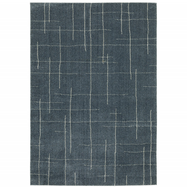 10' X 13' Blue And Grey Geometric Power Loom Stain Resistant Area Rug