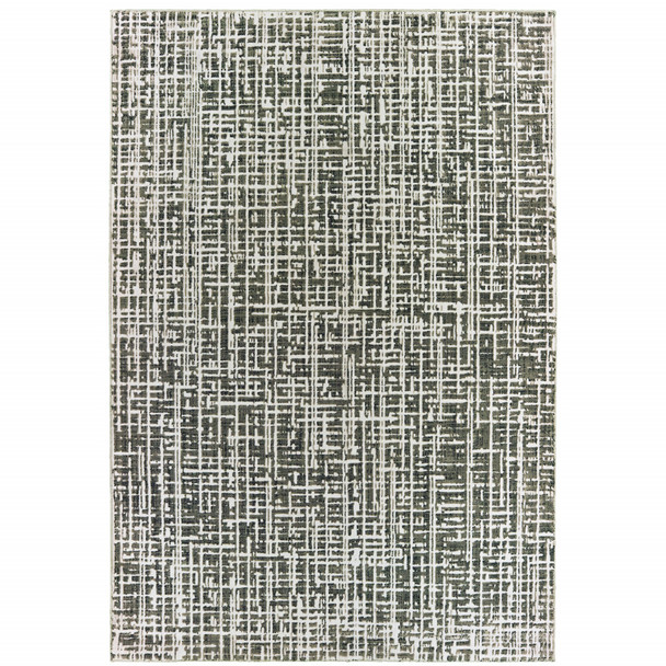 6' X 9' Grey And Ivory Abstract Power Loom Stain Resistant Area Rug
