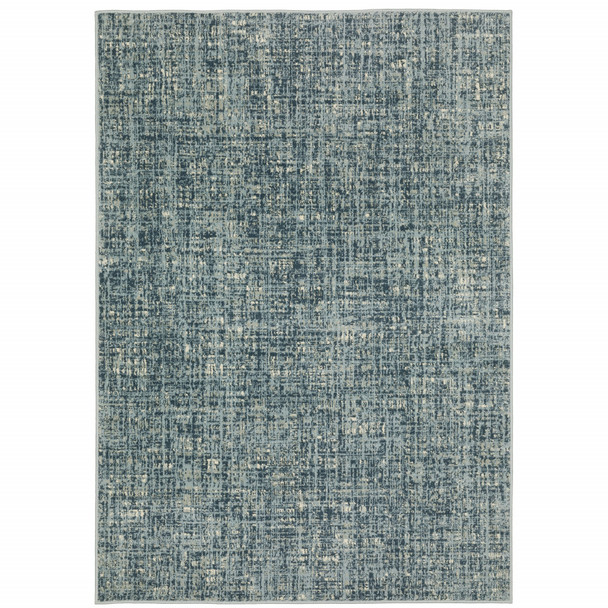 10' X 13' Dark Blue Light Blue Grey Ivory And Beige Abstract Power Loom Stain Resistant Area Rug