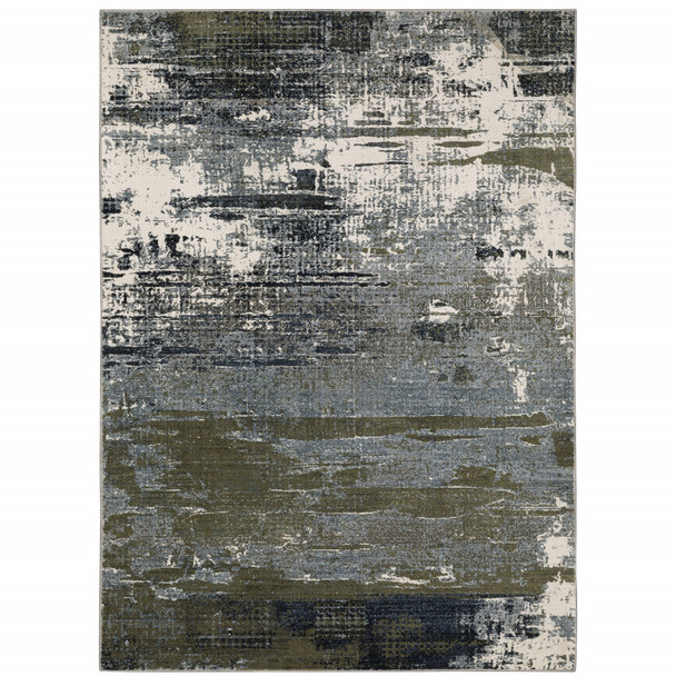 5' X 8' Blue And Green Abstract Power Loom Area Rug