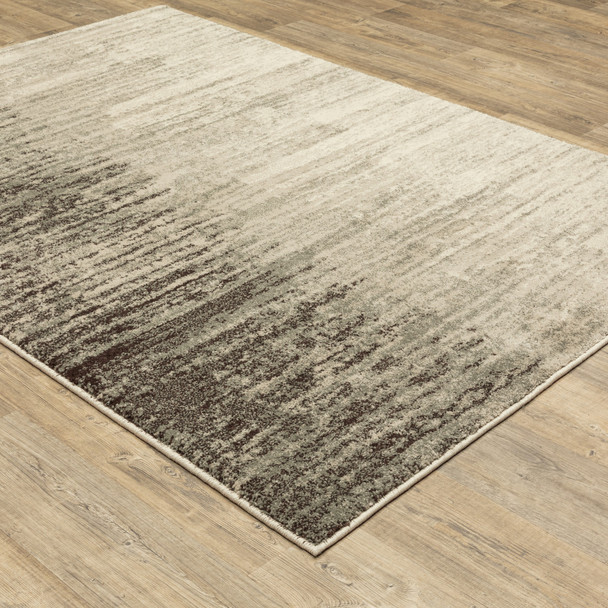 10' X 13' Beige And Grey Abstract Power Loom Stain Resistant Area Rug