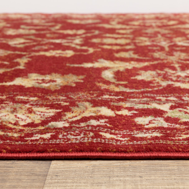 10' X 13' Red And Gold Oriental Power Loom Stain Resistant Area Rug