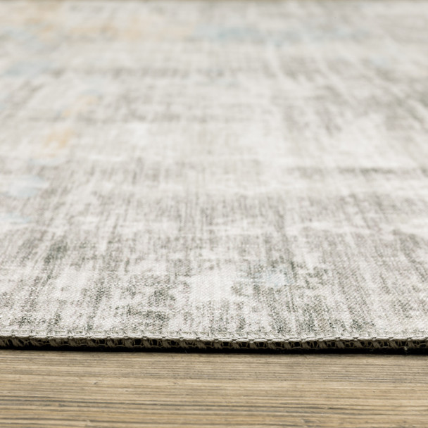 2' X 8' Gray And Ivory Abstract Power Loom Stain Resistant Runner Rug