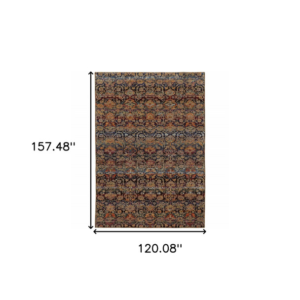 10' X 13' Multi And Blue Abstract Power Loom Stain Resistant Area Rug