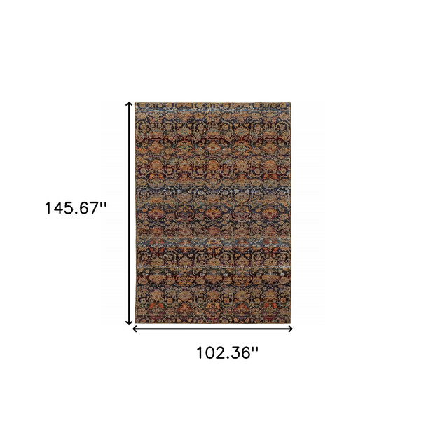 9' X 12' Multi And Blue Abstract Power Loom Stain Resistant Area Rug