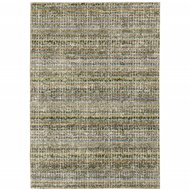 10' X 13' Green Green Grey And Purple Abstract Power Loom Stain Resistant Area Rug