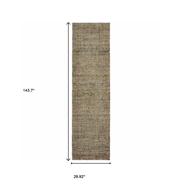 2' X 10' Blue And Beige Geometric Power Loom Runner Rug