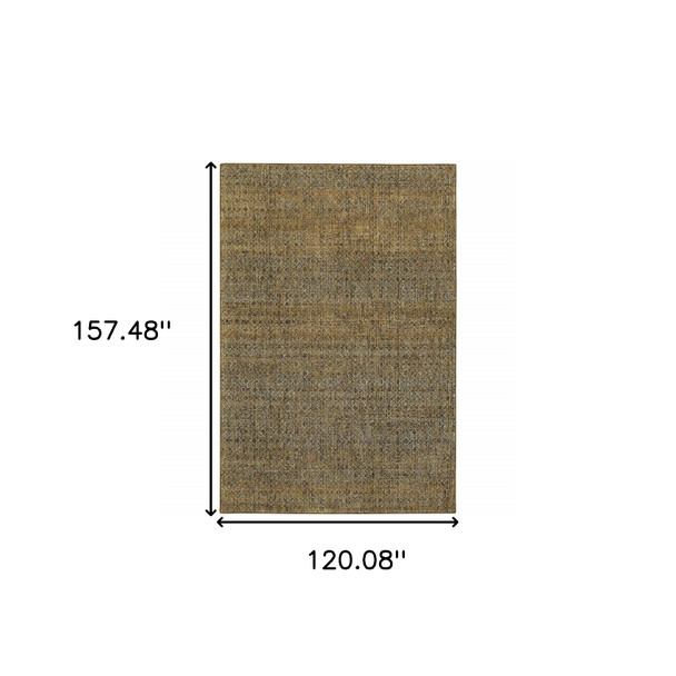10' X 13' Brown Gold Rust Blue And Green Geometric Power Loom Stain Resistant Area Rug