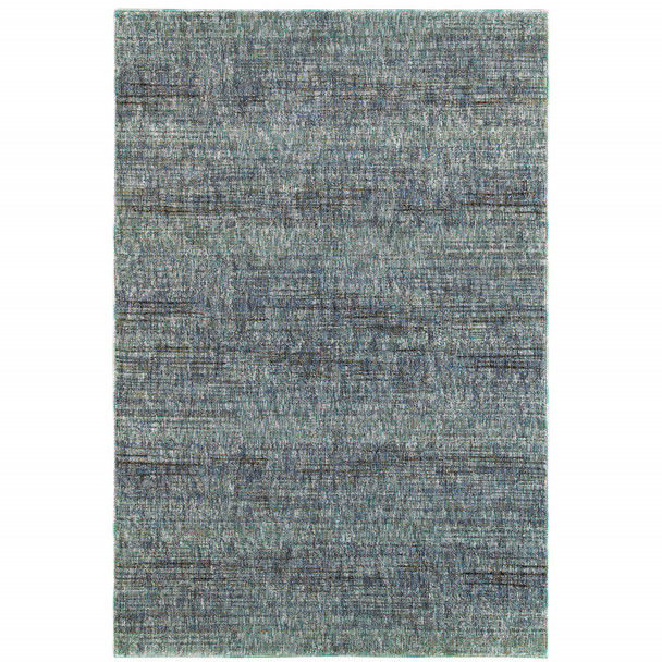 10' X 13' Blue Grey Silver And Green Power Loom Stain Resistant Area Rug