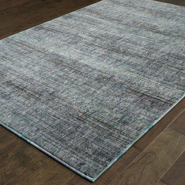 10' X 13' Blue Grey Silver And Green Power Loom Stain Resistant Area Rug