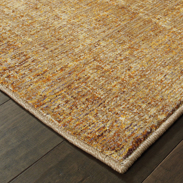 9' X 12' Gold Rust Brown Ivory Purple And Lavender Power Loom Stain Resistant Area Rug