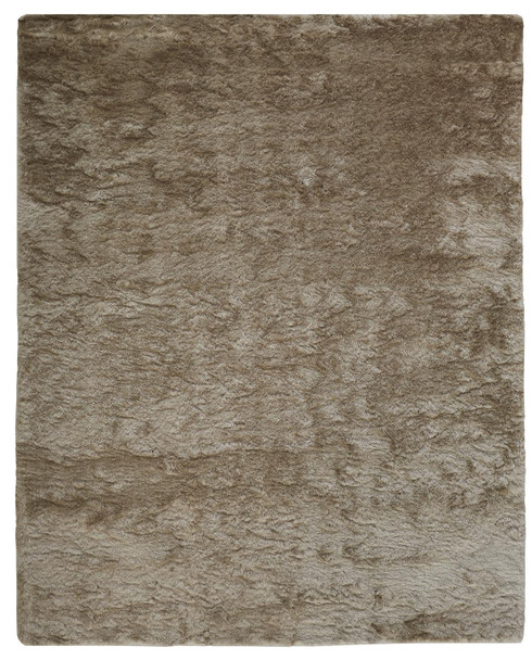 2' X 3' Tan And Taupe Shag Tufted Handmade Area Rug